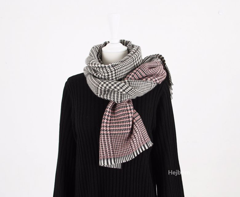 Glen Check Two-tone muffler shawl Women Winter war