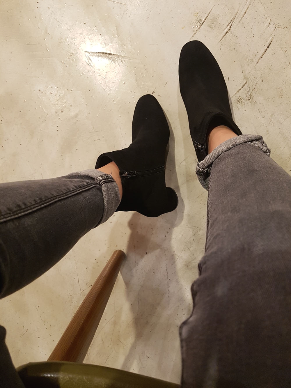 Natural cowhide simple heeled ankle boots 6cm blac
