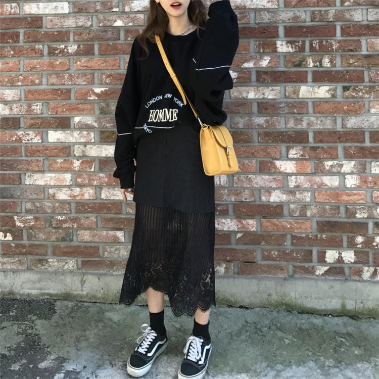 Mono Daily Race Layered Long Skirt Minimal Look Co