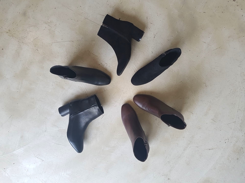 Natural cowhide simple heeled ankle boots 6cm blac