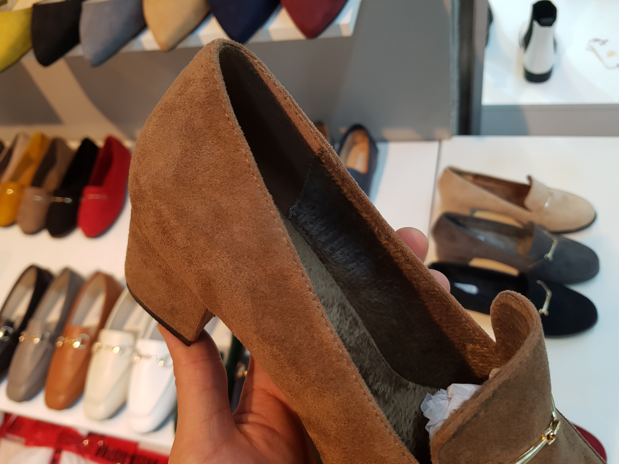 Brushed Lining Looper Pumps 4cm Black Red Brown Be