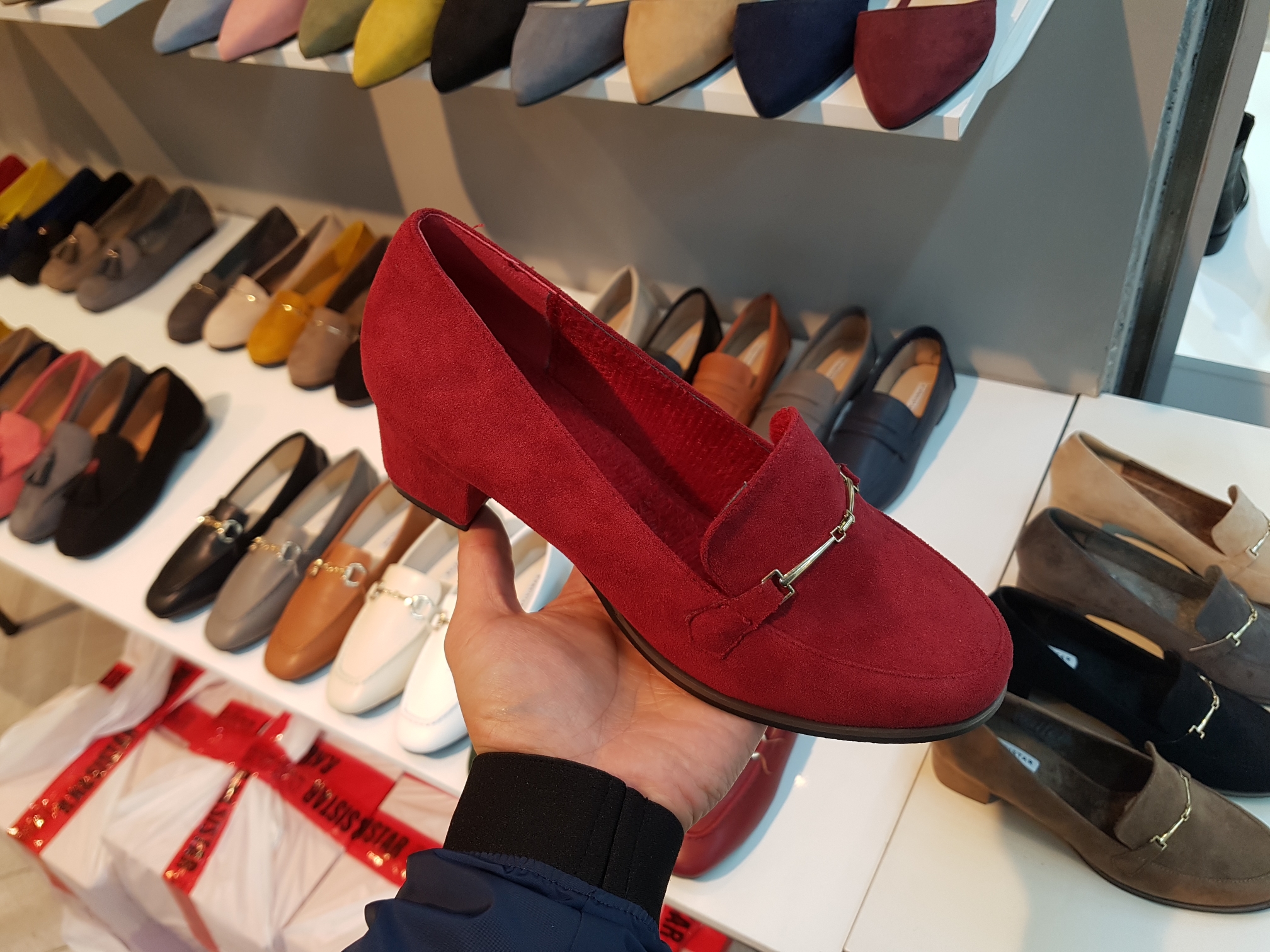 Brushed Lining Looper Pumps 4cm Black Red Brown Be