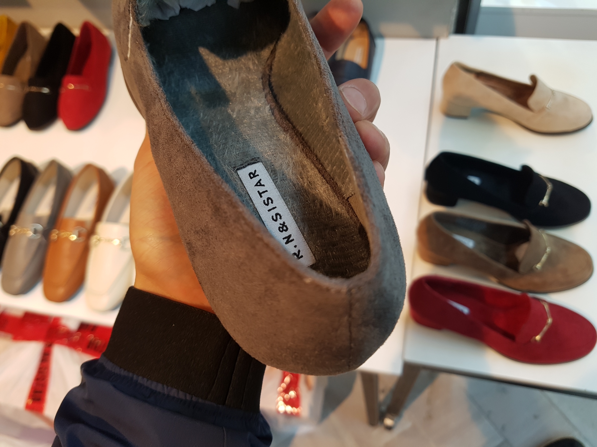 Brushed Lining Looper Pumps 4cm Black Red Brown Be