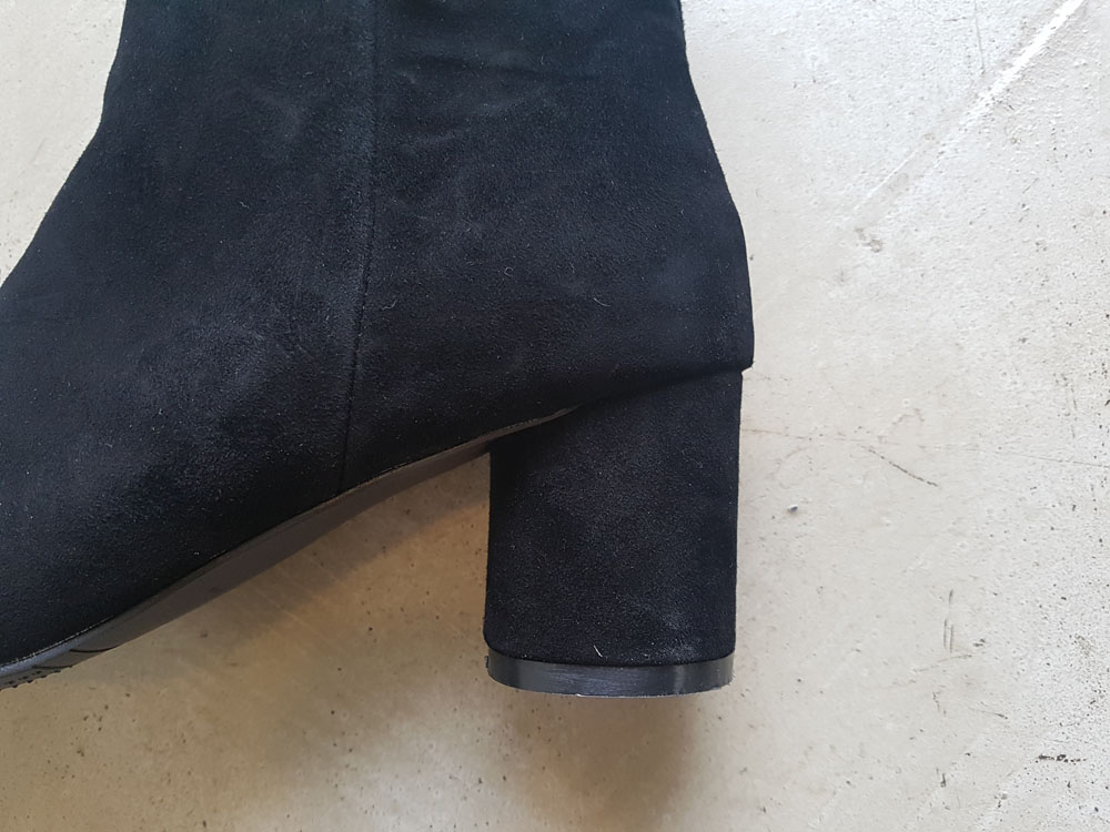 Natural cowhide simple heeled ankle boots 6cm blac