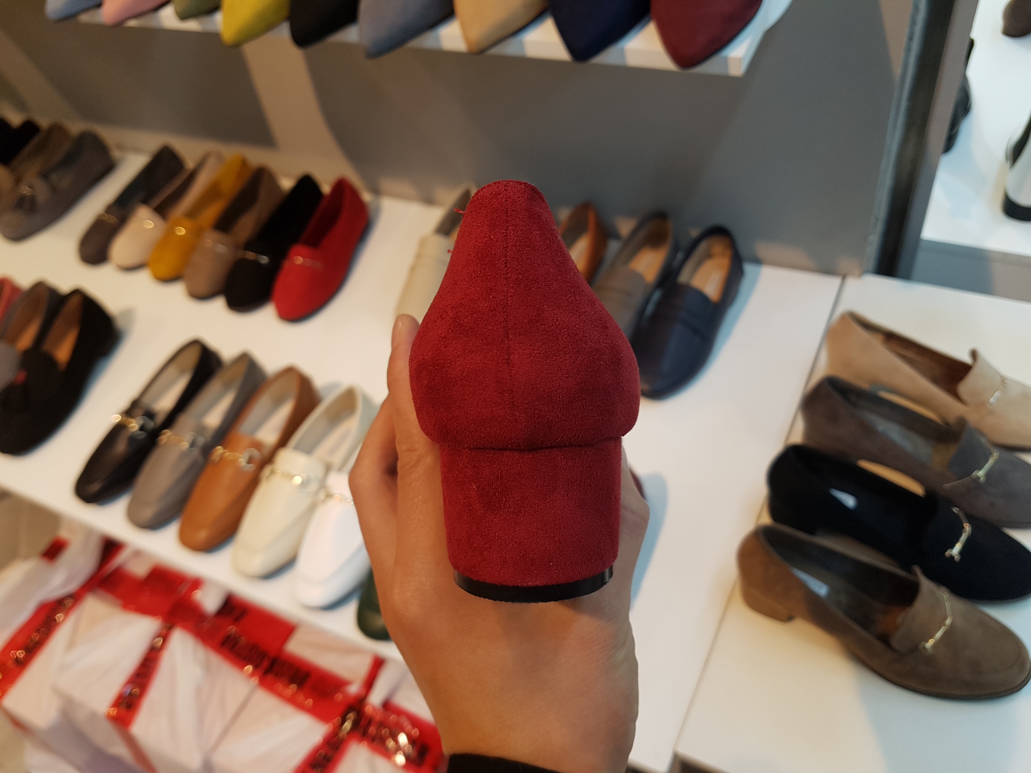 Brushed Lining Looper Pumps 4cm Black Red Brown Be