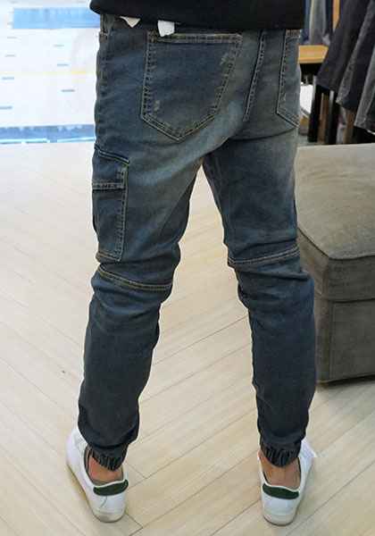 Korea Jeans Pants Cargo Slim Exhaust Banding Jogge