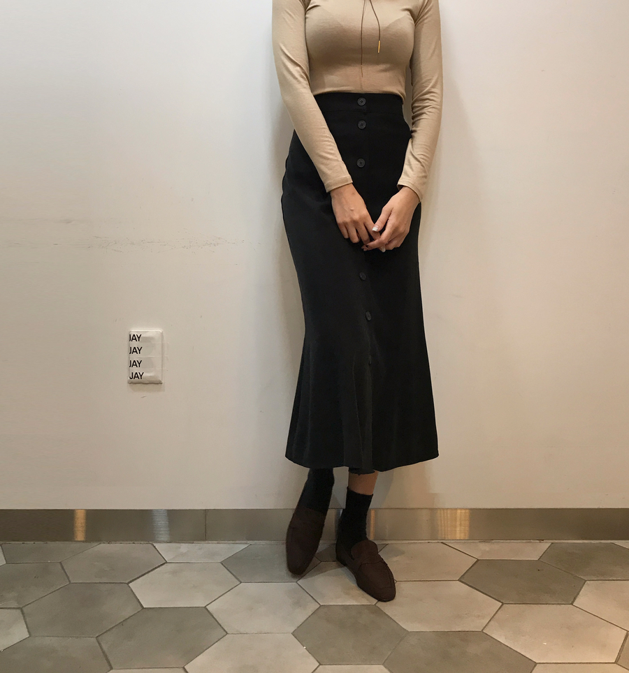 Button Skirt Mermaid Winter Mermaid Black Beige Lo