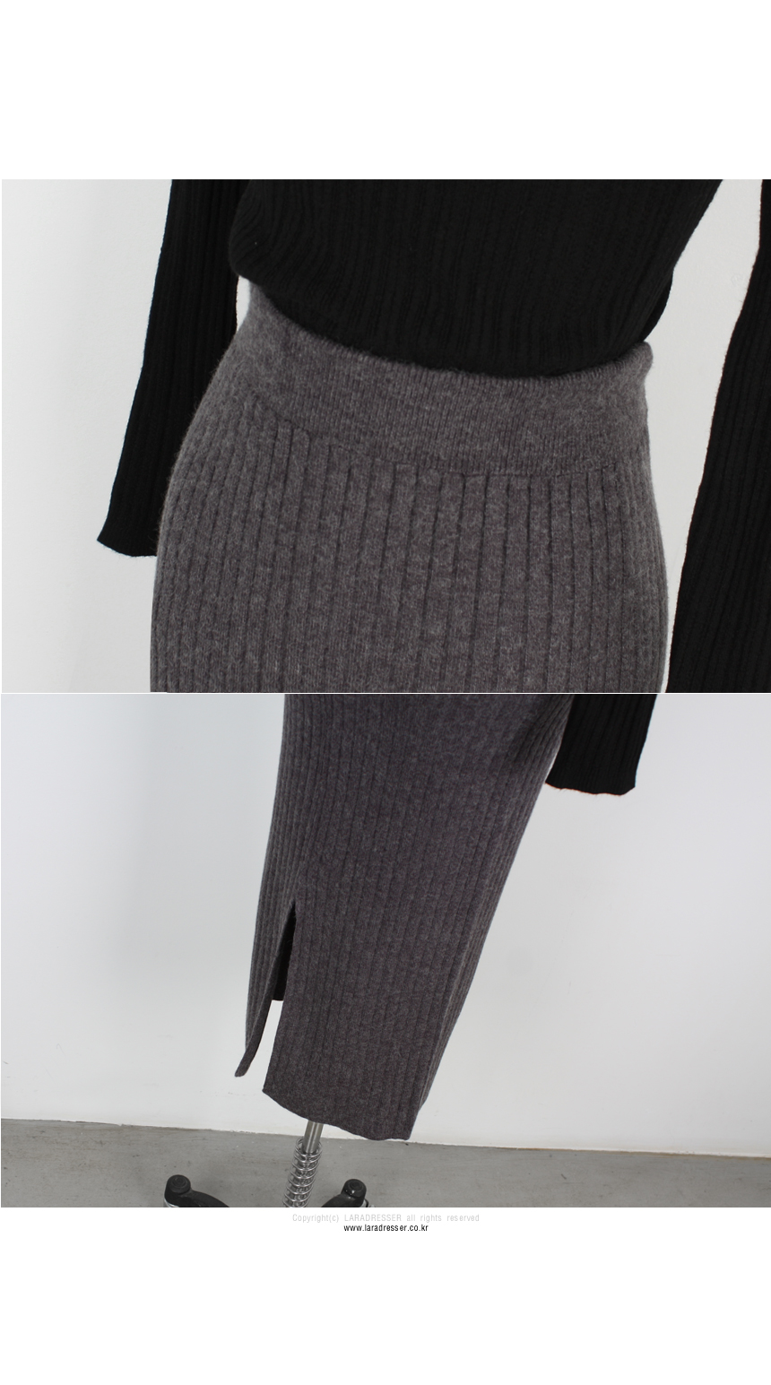 Pleated Bending Knit Skirt - Flare Long Gol Mermai