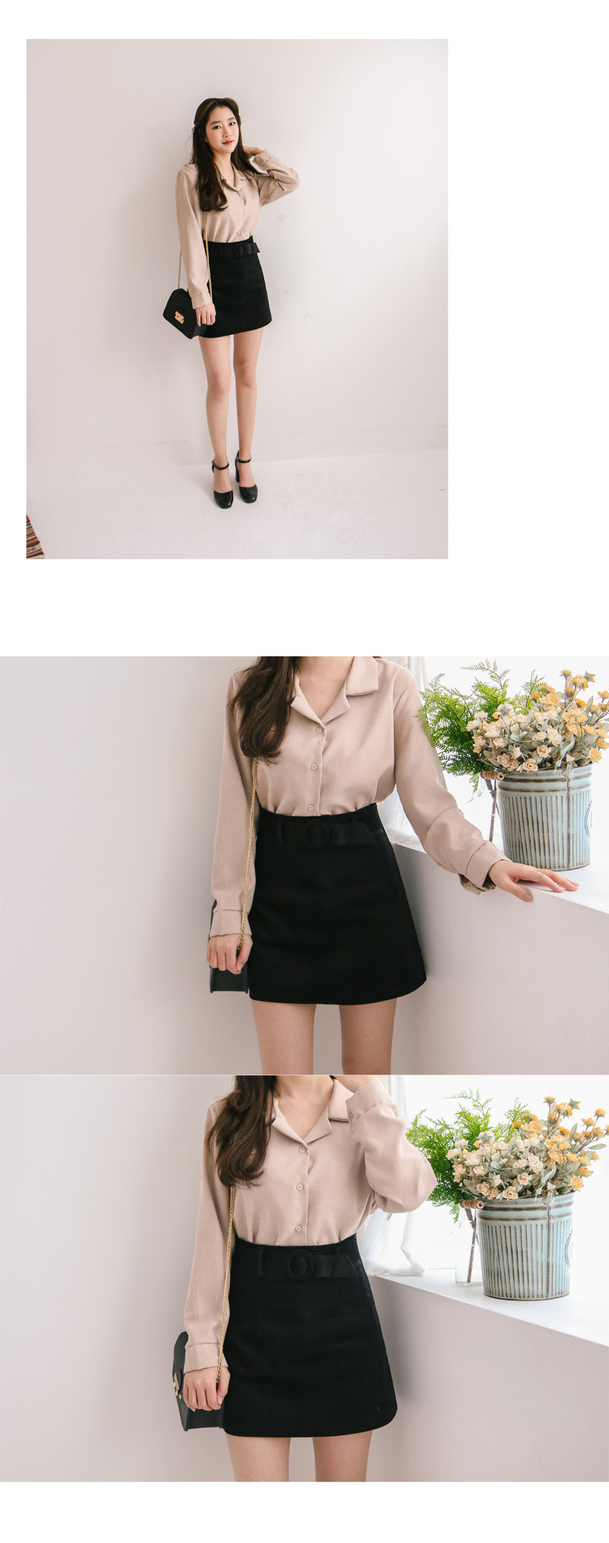 Egg belt Goalden A-line mini skirt skirt autumn wi