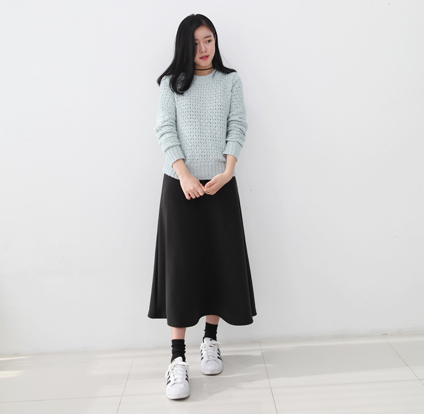 Brushed flare Long skirt bandage skirt A-line wint