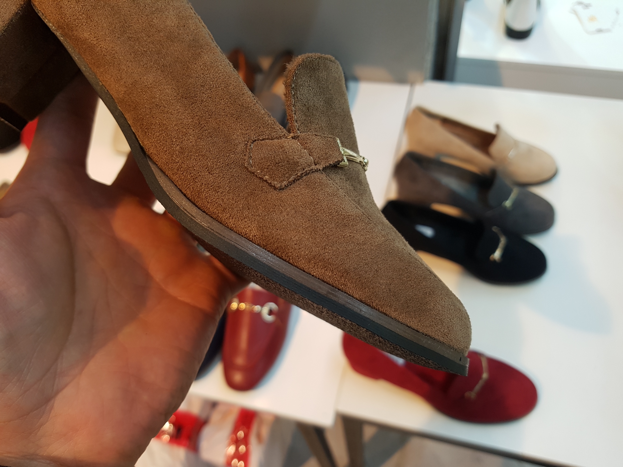 Brushed Lining Looper Pumps 4cm Black Red Brown Be