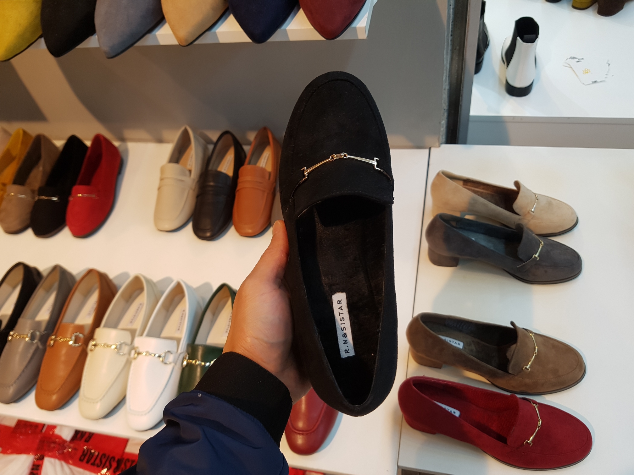 Brushed Lining Looper Pumps 4cm Black Red Brown Be