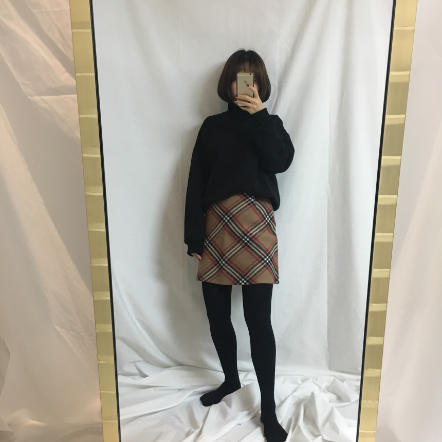 Reason and woolen check mini skirt winter skirt