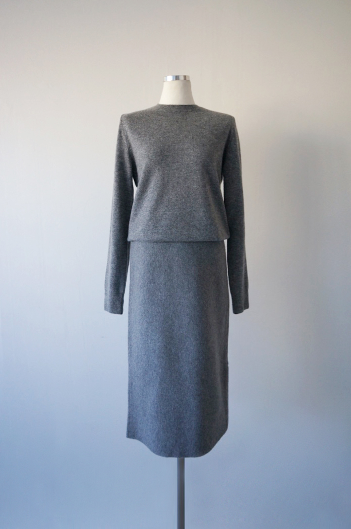 Cashmere knit long skirt 2color midi line