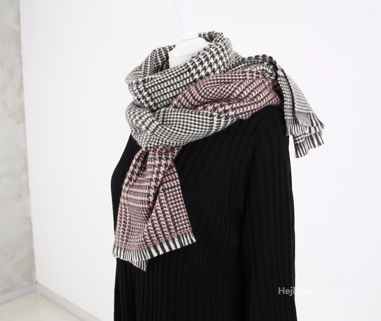 Glen Check Two-tone muffler shawl Women Winter war