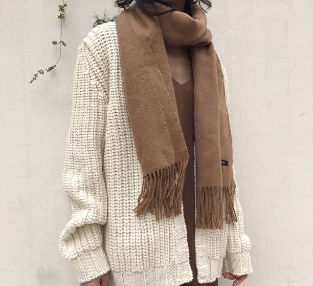 Same-day shipping open wool muffler neat natural l