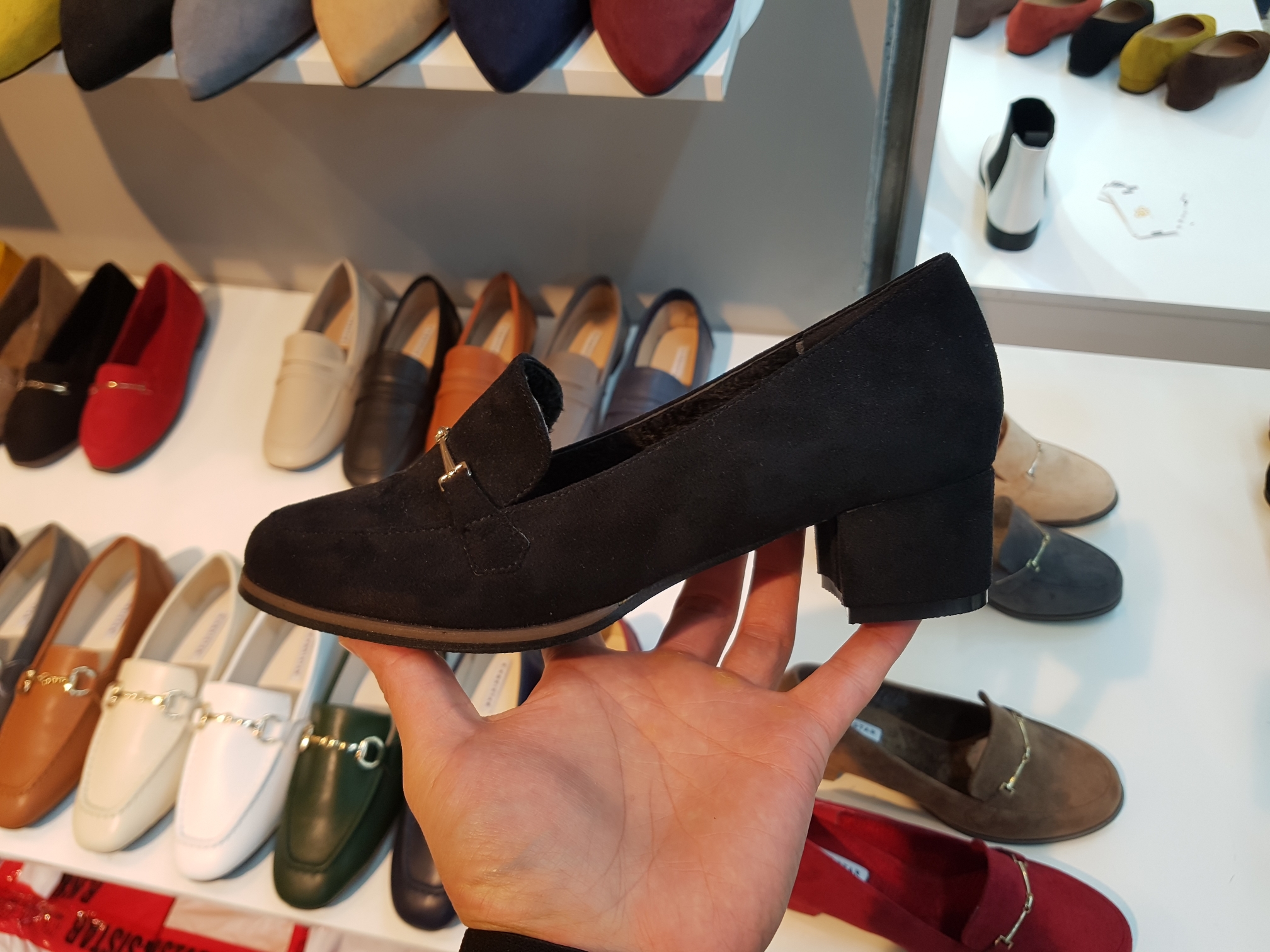 Brushed Lining Looper Pumps 4cm Black Red Brown Be