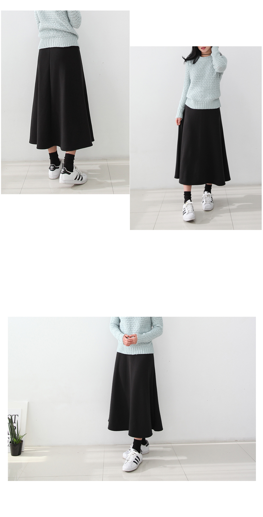 Brushed flare Long skirt bandage skirt A-line wint