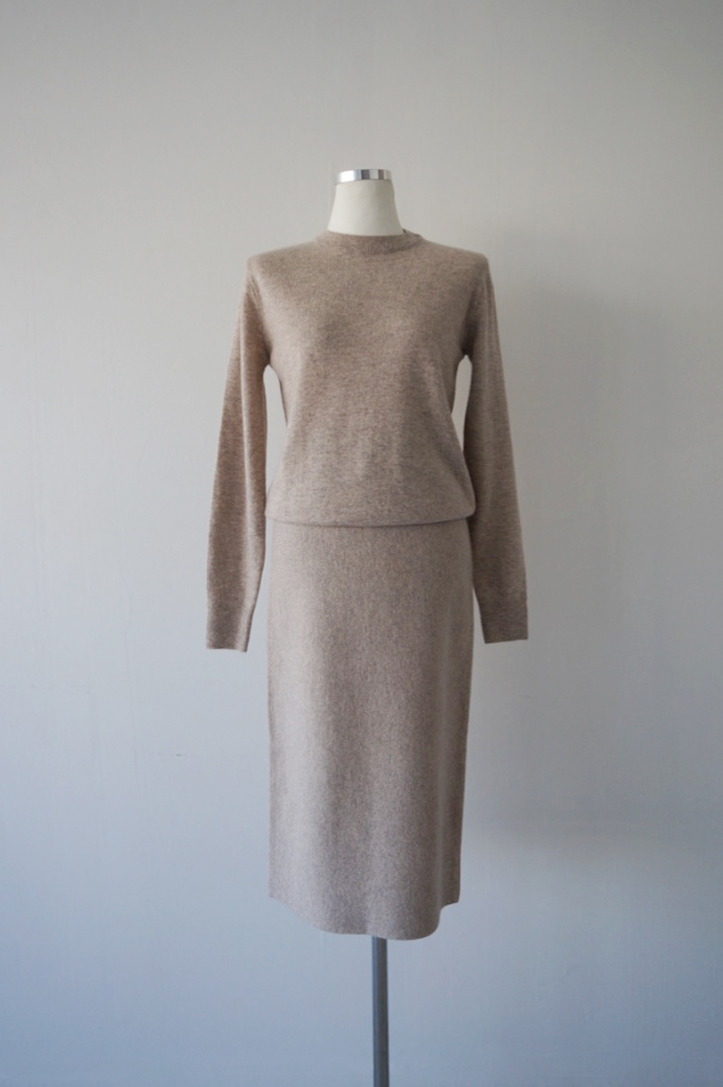 Cashmere knit long skirt 2color midi line