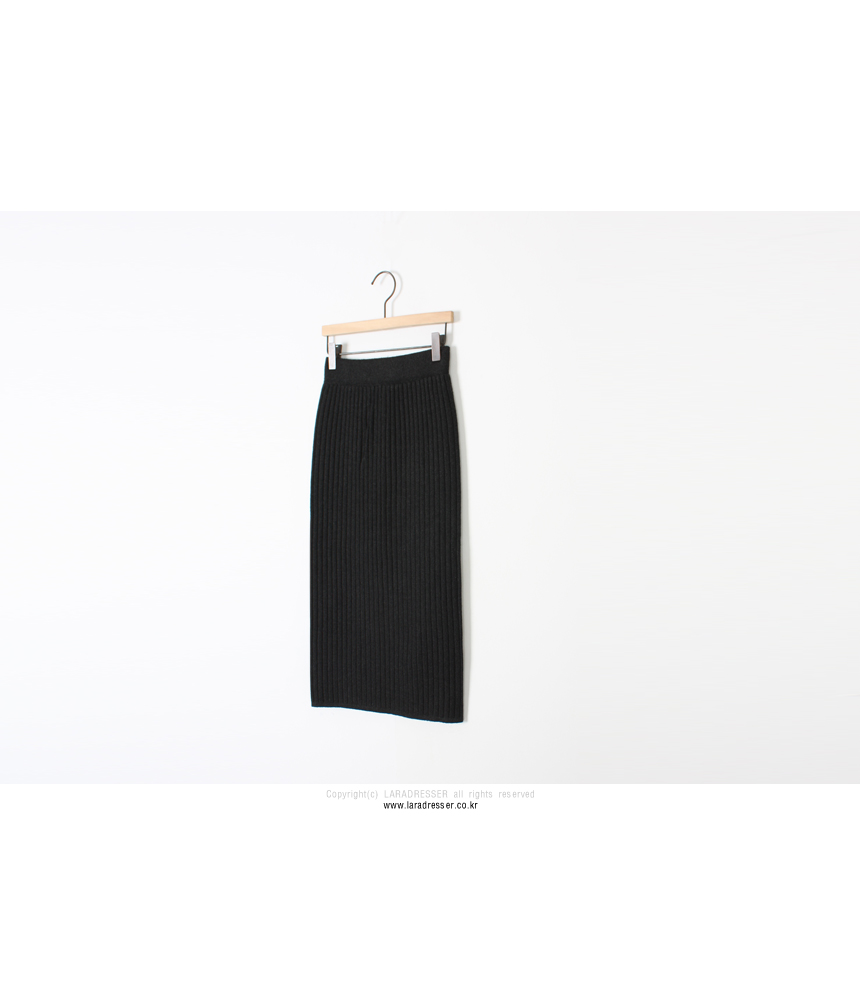 Pleated Bending Knit Skirt - Flare Long Gol Mermai