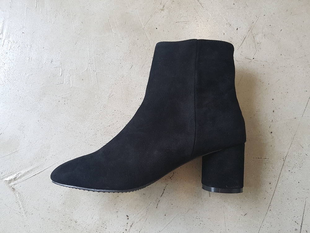 Natural cowhide simple heeled ankle boots 6cm blac
