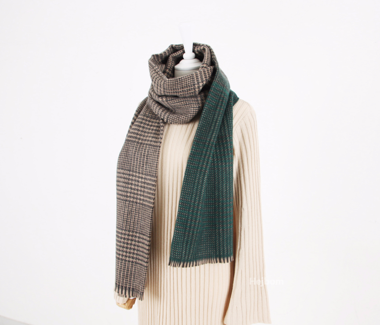 Glen Check Two-tone muffler shawl Women Winter war