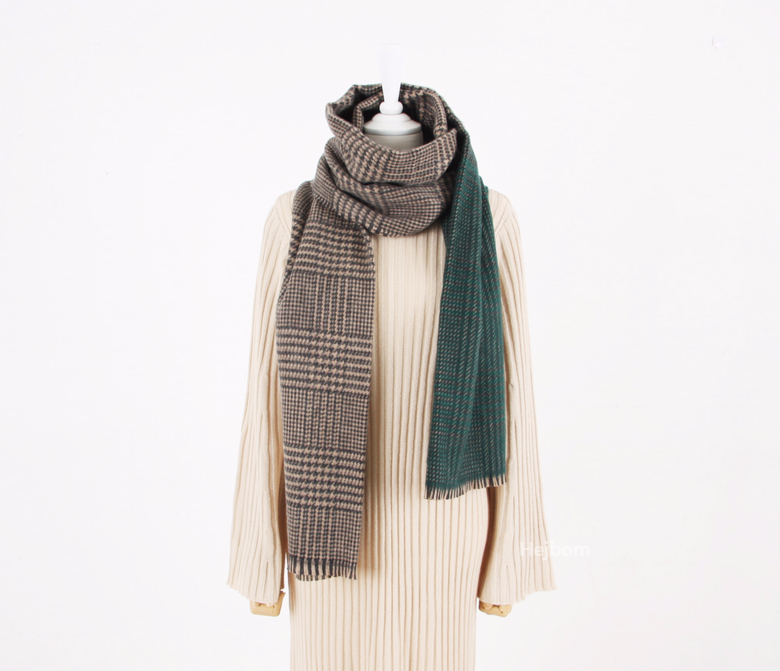 Glen Check Two-tone muffler shawl Women Winter war
