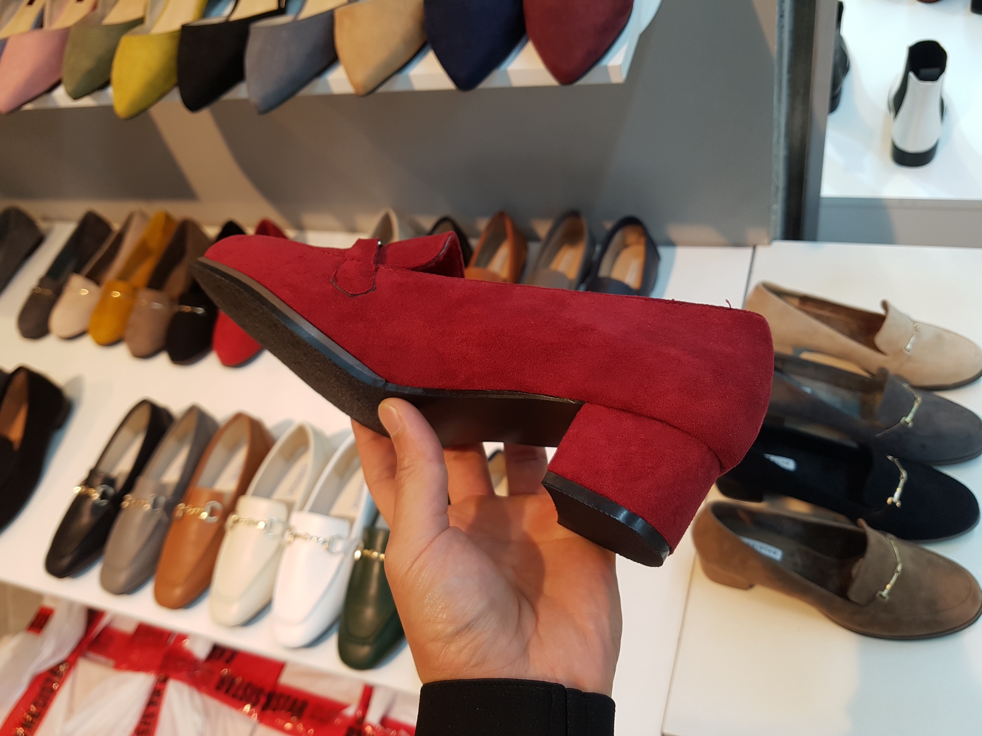 Brushed Lining Looper Pumps 4cm Black Red Brown Be