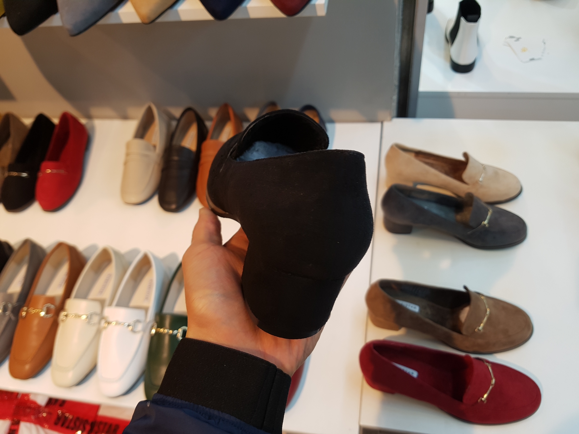 Brushed Lining Looper Pumps 4cm Black Red Brown Be