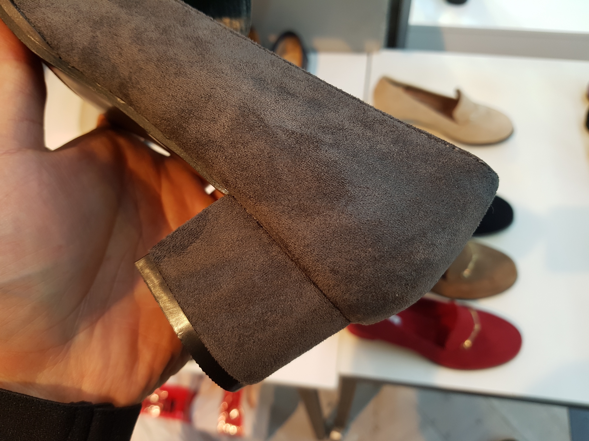 Brushed Lining Looper Pumps 4cm Black Red Brown Be