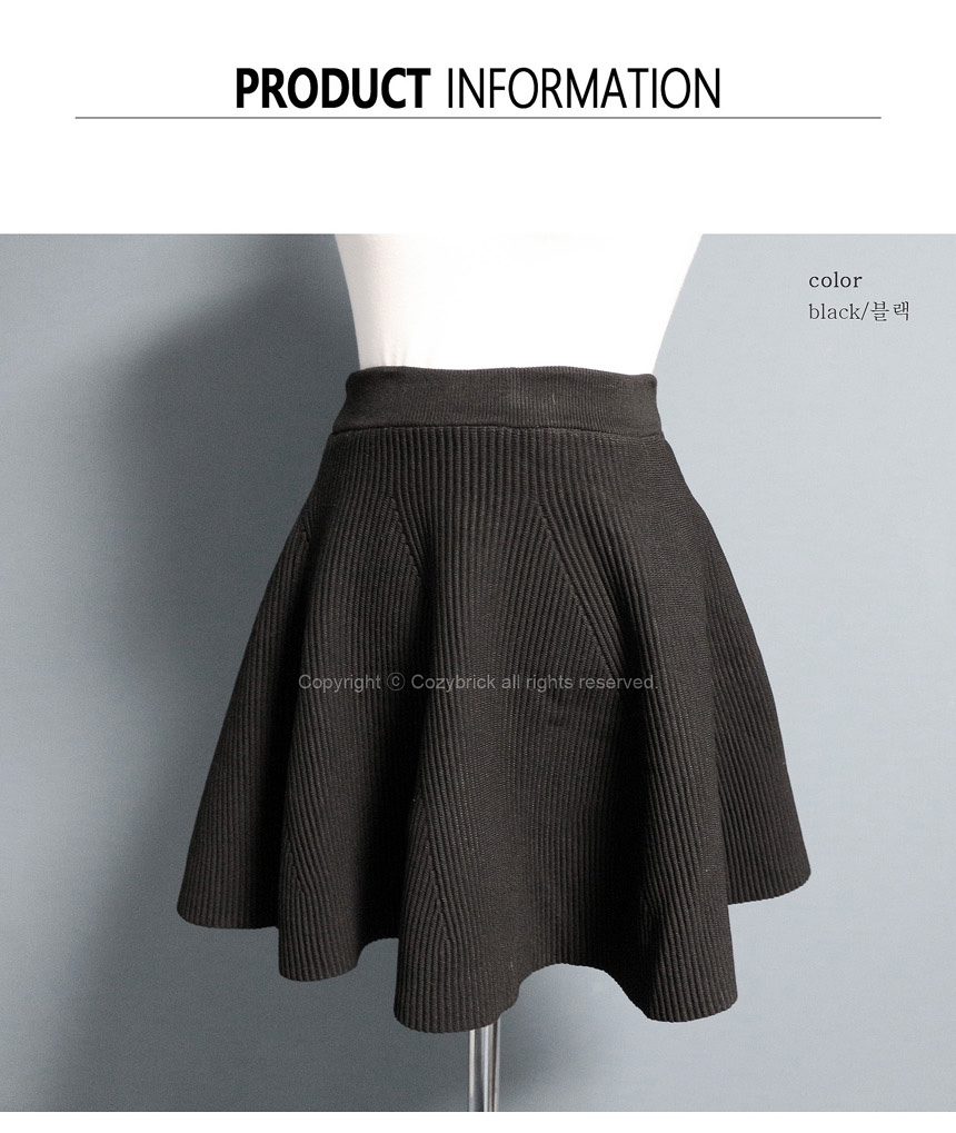 A line flare knit mini skirt Black, gray female Vi