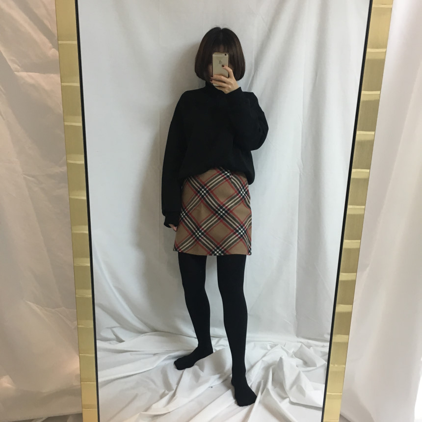 Reason and woolen check mini skirt winter skirt