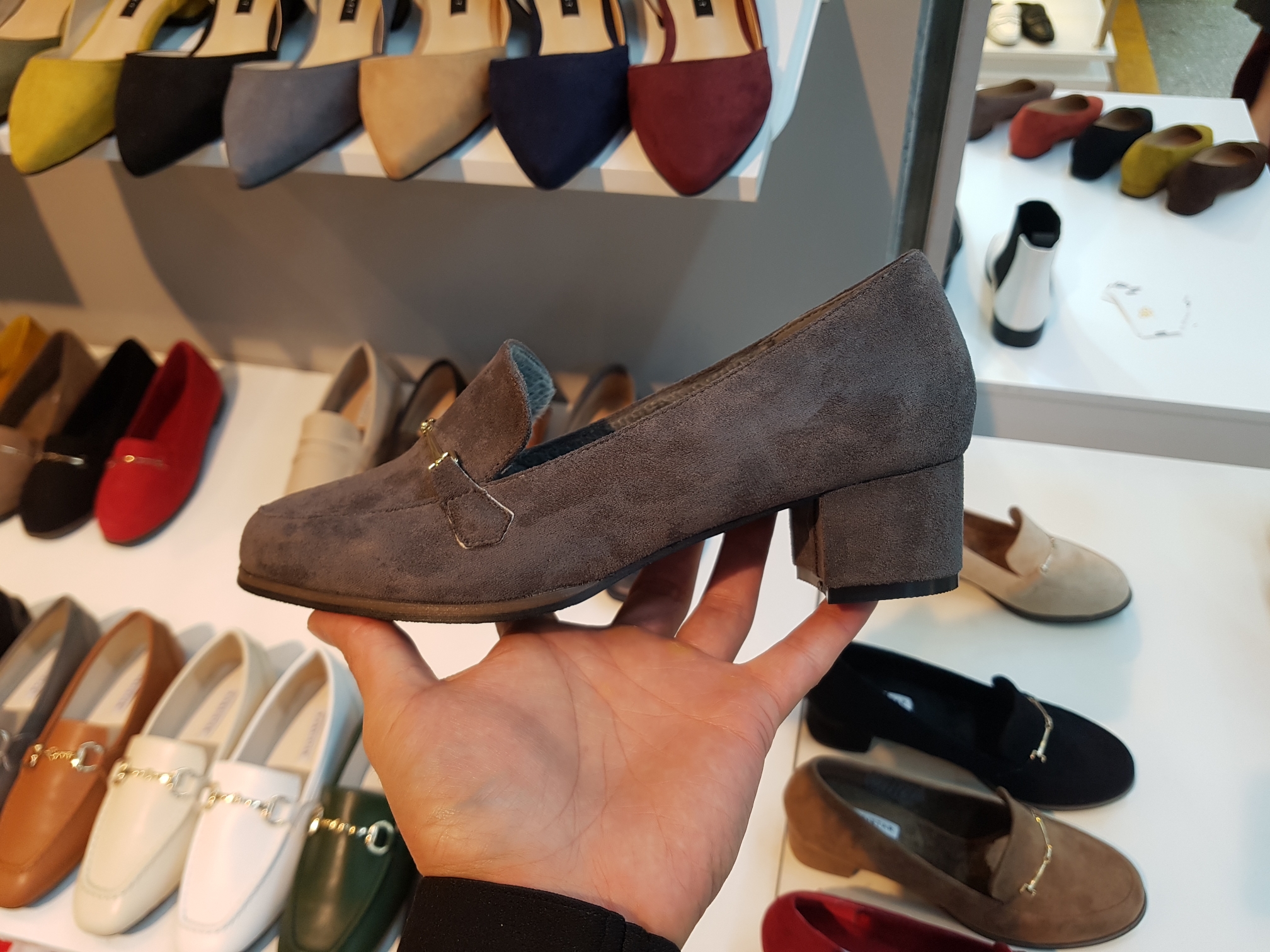 Brushed Lining Looper Pumps 4cm Black Red Brown Be