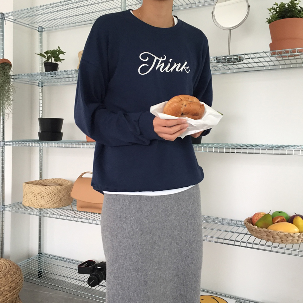 Cashmere knit long skirt 2color midi line