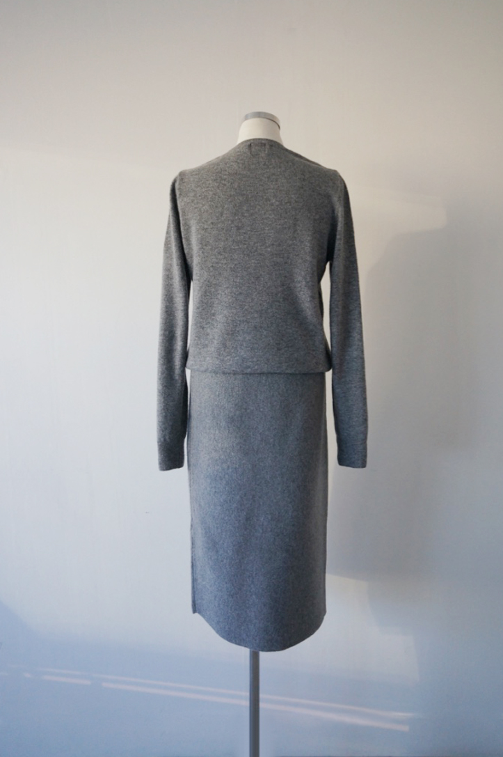 Cashmere knit long skirt 2color midi line