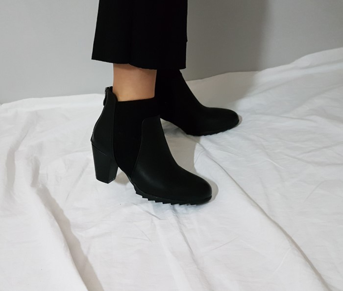 7 centisu suede combination back zipper blue keyho