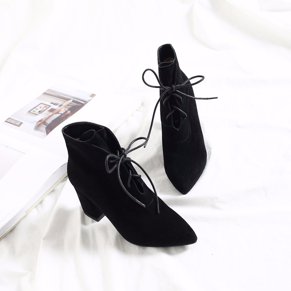 Imported handmade suede lace twist angle boots 8.5