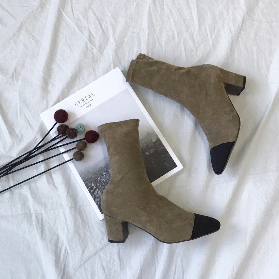 Color Suede Ankle Boots Span Women's Angle Wint
