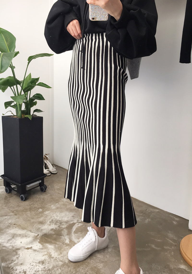 Mermaid Mermaid Long Skirt Skirt Frill Knit Pleate