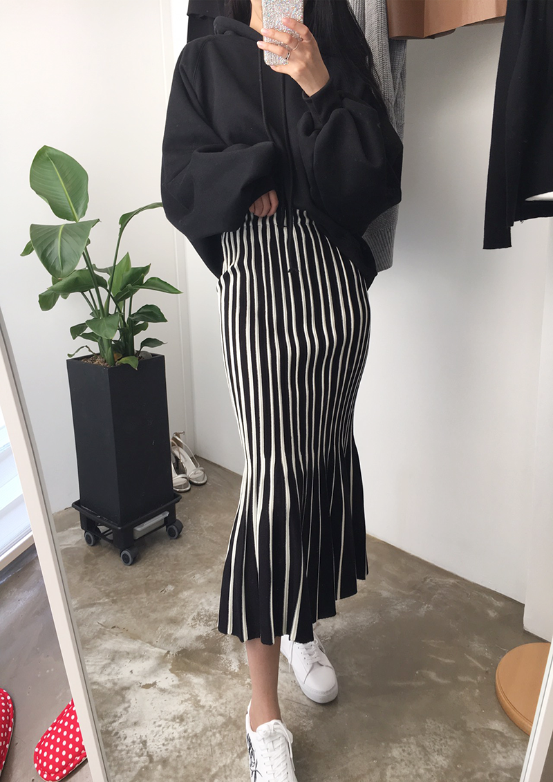 Mermaid Mermaid Long Skirt Skirt Frill Knit Pleate