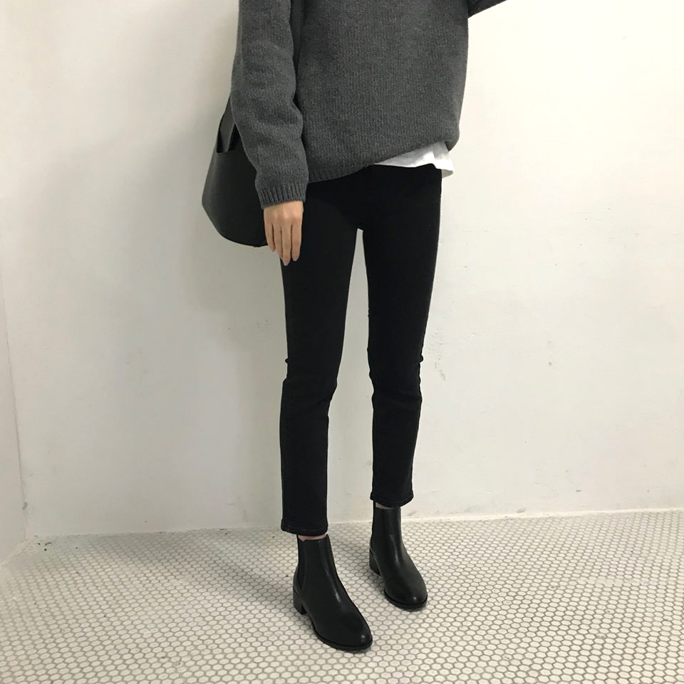 Korea Jeans Pants Span Slim Date Black Pants 30s P