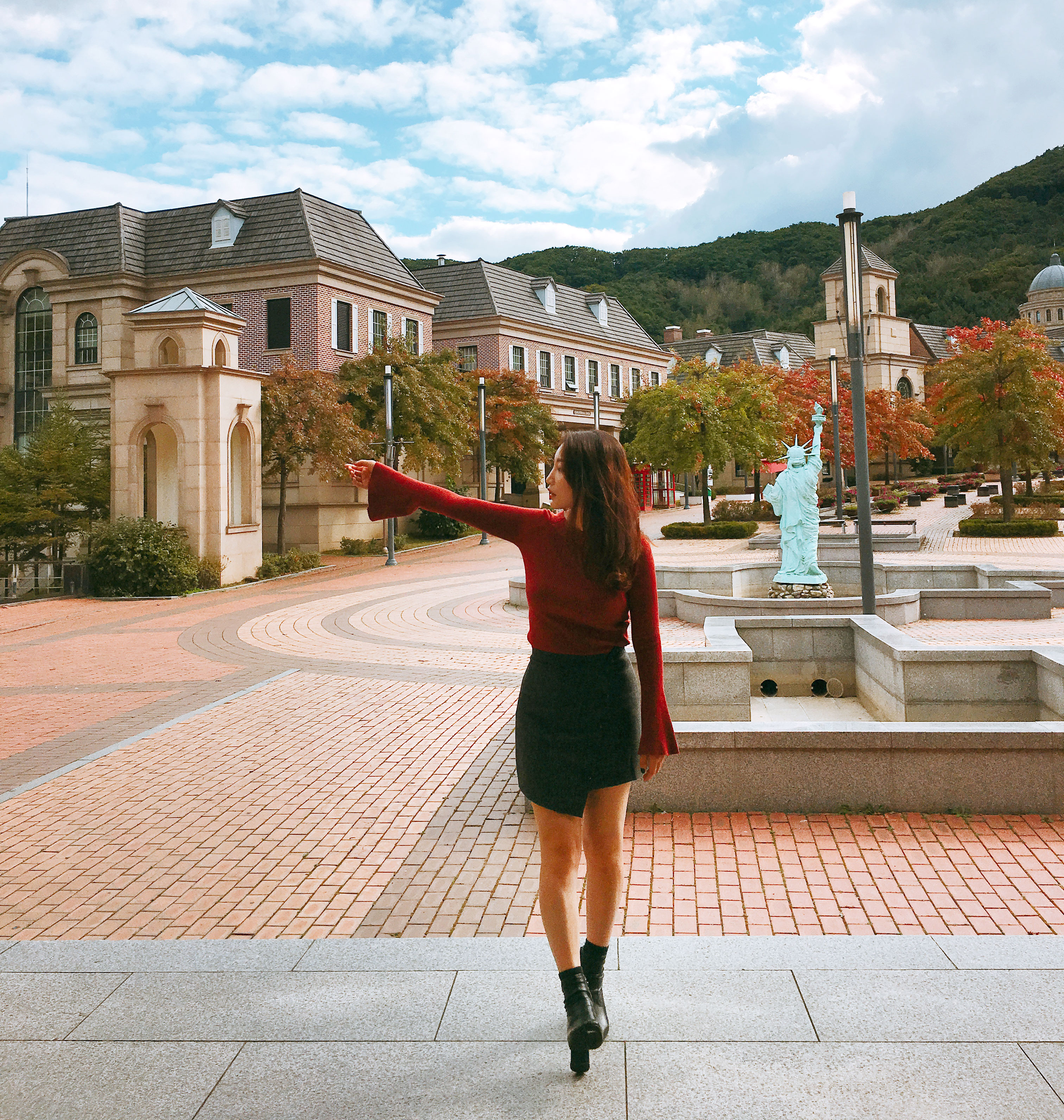 Borami Shop Button Unchecked Mini Skirt _ Black, G