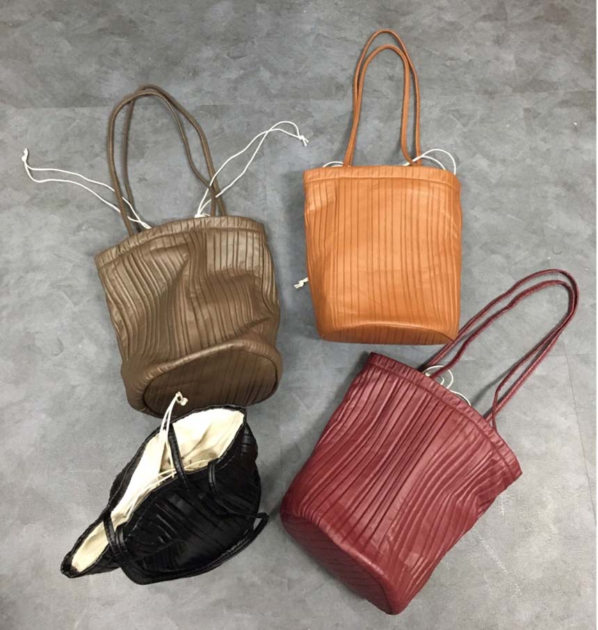 Pleated Wrinkled Leather Eco Bag 4color Travel Dai