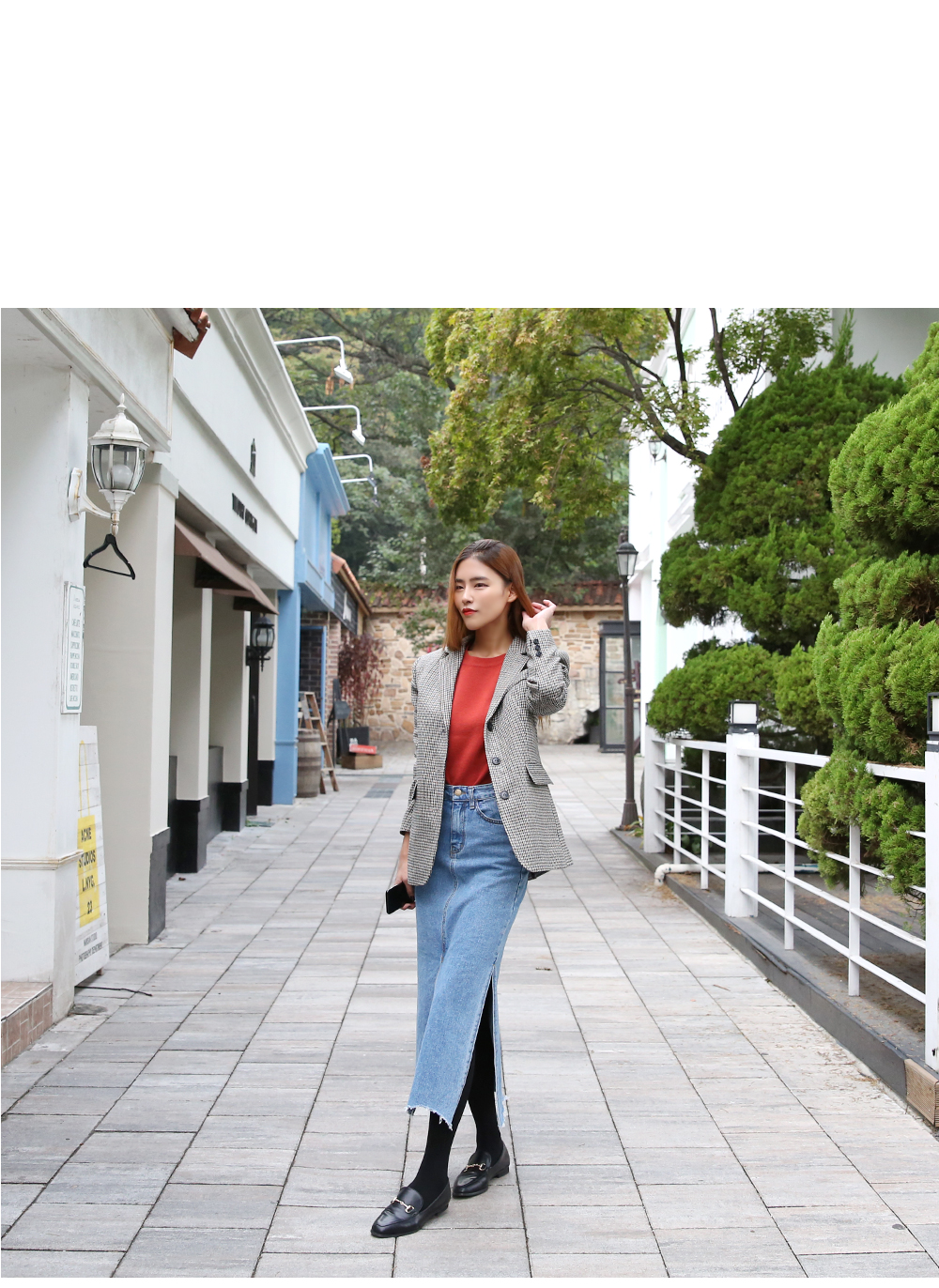 Denim Skirt slit long wash denim blue skirt high w