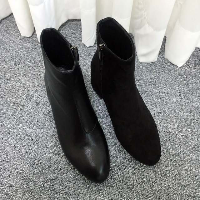 Saint Black Ankle Boots Leather &amp Ms. Suede Mid
