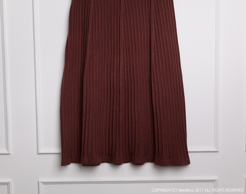 Needle knit pleated skirts Coordinated long skirt 