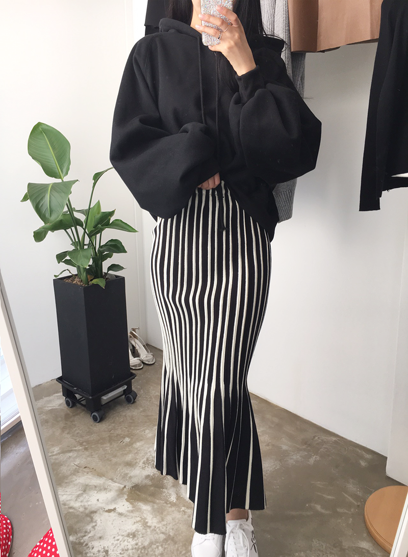 Mermaid Mermaid Long Skirt Skirt Frill Knit Pleate