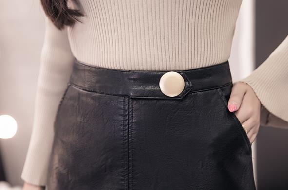 Tenon Leather Mini Skirt Leather Skirt Black, Beig