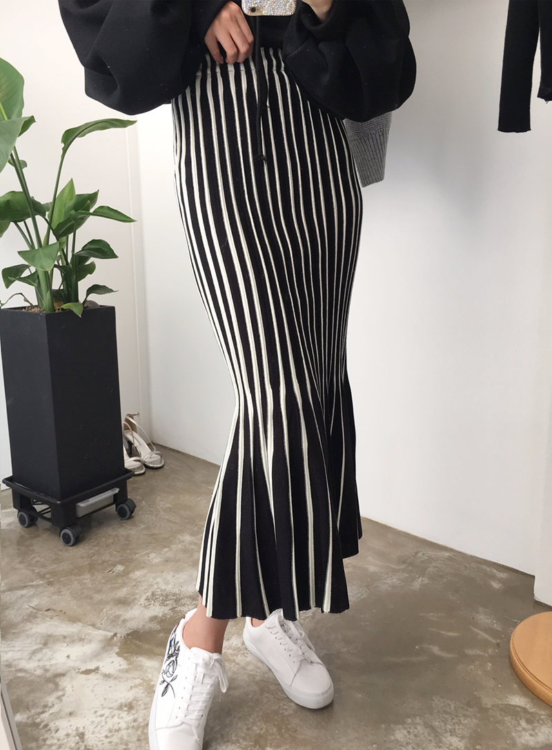 Mermaid Mermaid Long Skirt Skirt Frill Knit Pleate