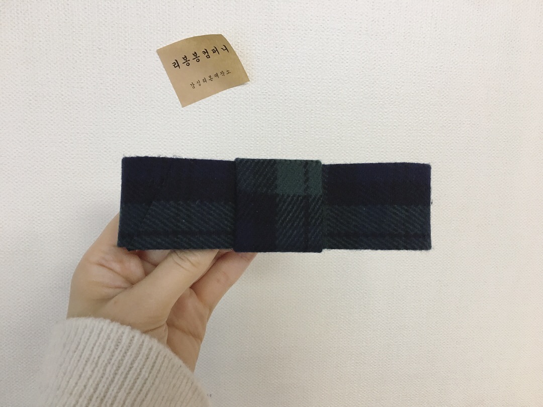 Hair Accessories Green check wool ribbon pin Handm